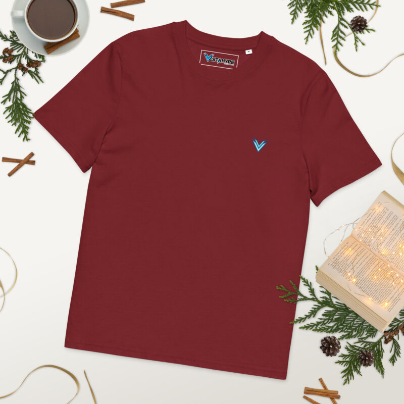 Unisex organic cotton t shirt burgundy front 67ef99d45706d.jpg