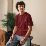 Unisex organic cotton t shirt burgundy front 67ef99d472c9c.jpg