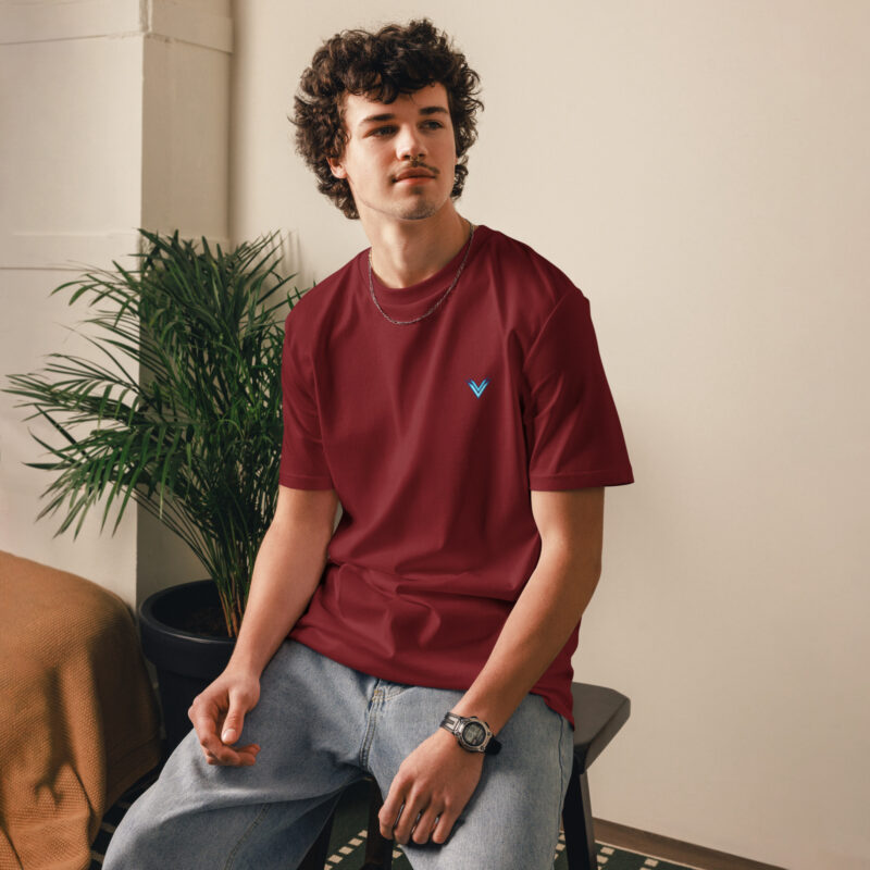 Unisex organic cotton t shirt burgundy front 67ef99d472c9c.jpg