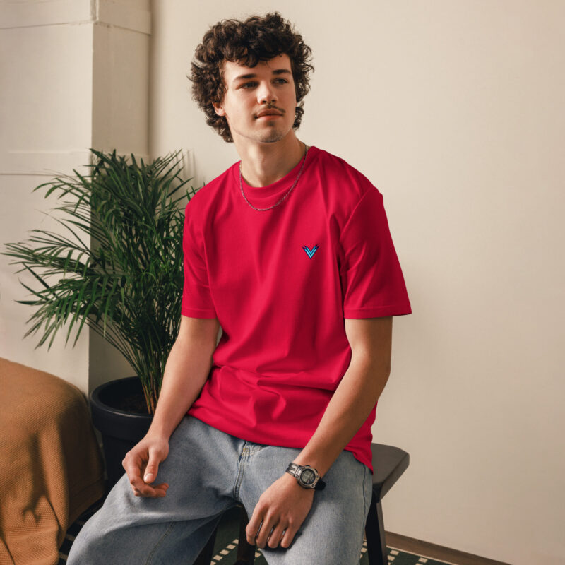 Unisex organic cotton t shirt red front 67ef99d479850.jpg